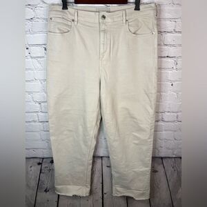 EVERLANE The Way High‎ Jean Straight Leg High Rise Raw Hem Cream Jeans Size 33